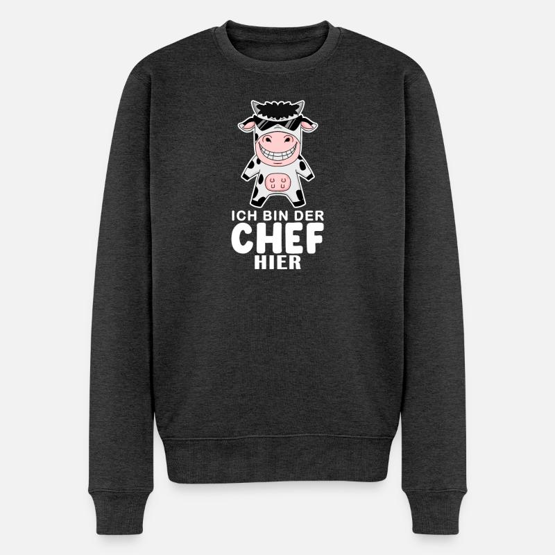 coole Kuh Chef Spruch - Männer Premium Bio Pullover - Anthrazit meliert