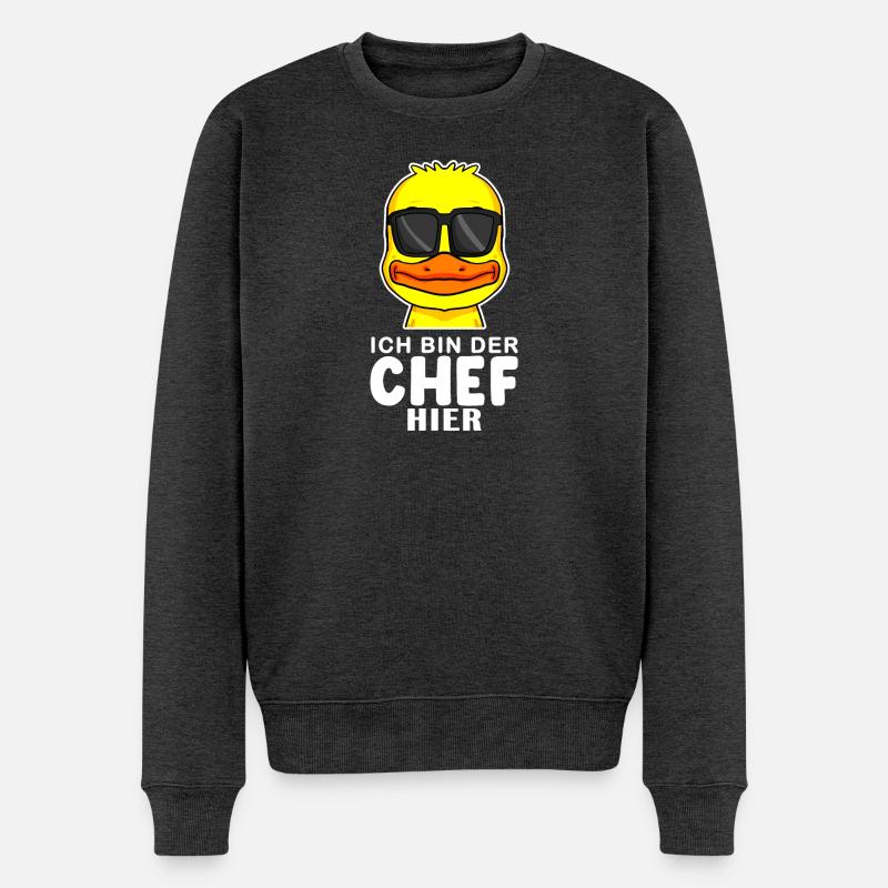 coole Ente Chef Spruch - Männer Premium Bio Pullover - Anthrazit meliert