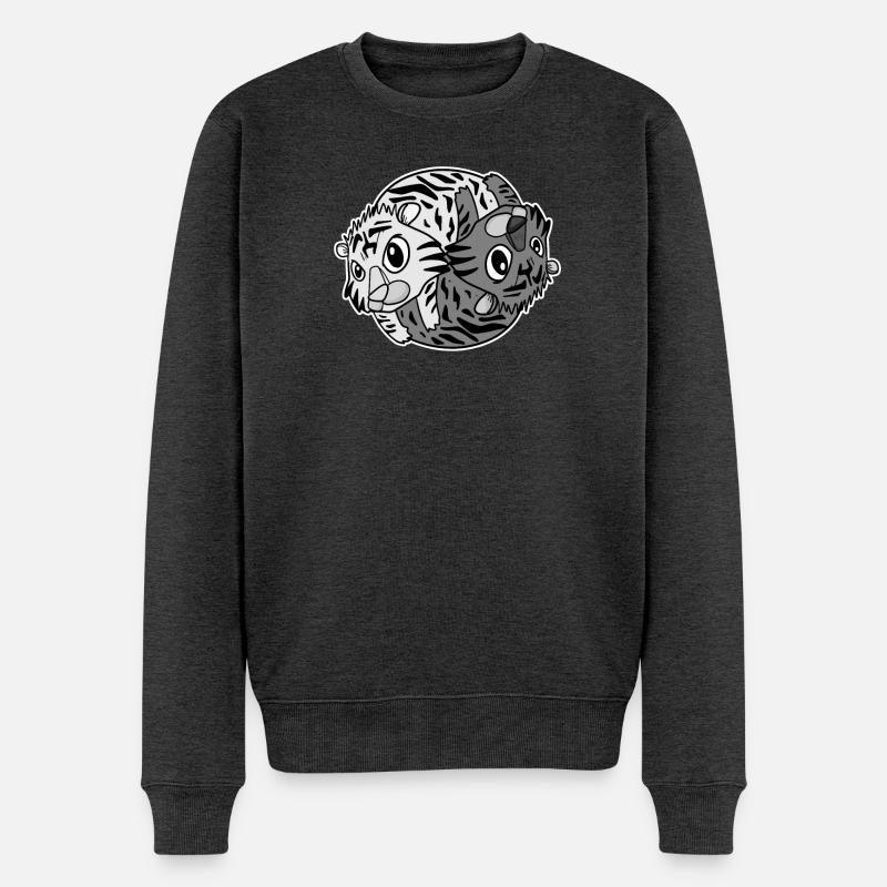 Tiger Yin Yang - Männer Premium Bio Pullover - Anthrazit meliert