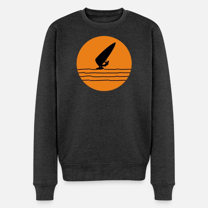 Windsurfen - Männer Premium Bio Pullover - Anthrazit meliert