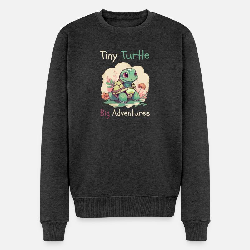 Tiny Turtle Abenteuer Design - Männer Premium Bio Pullover - Anthrazit meliert