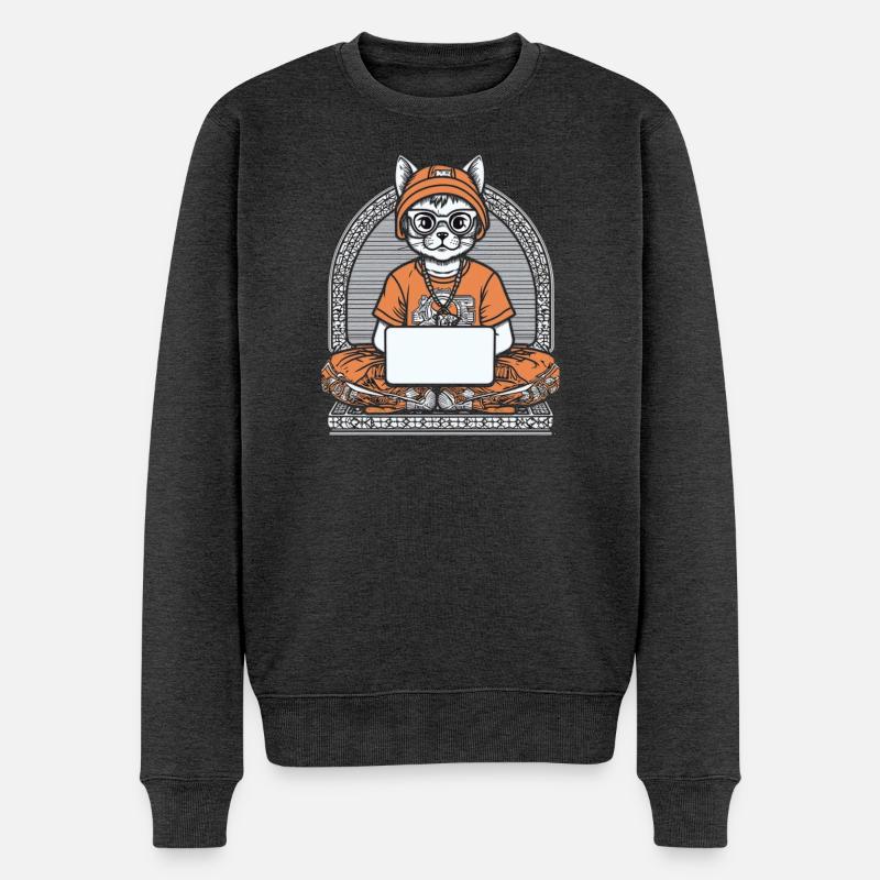 Tech Cat Zen Laptop - Männer Premium Bio Pullover - Anthrazit meliert