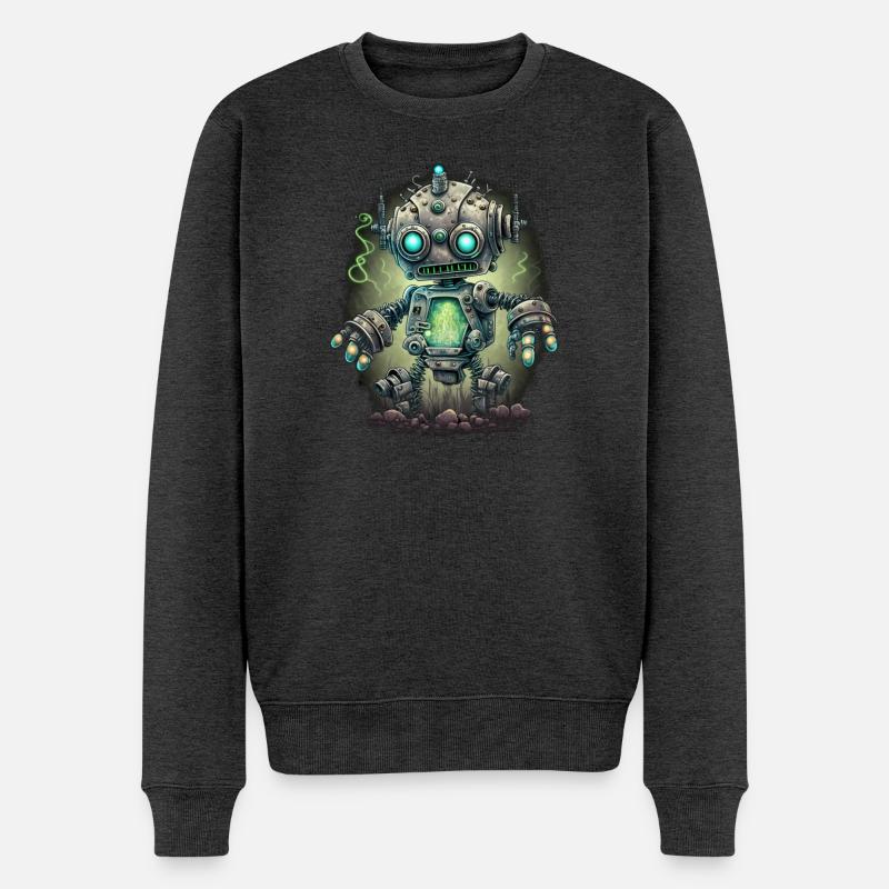 Robot Steampunk Néon - Pull Premium bio Homme - anthracite chiné