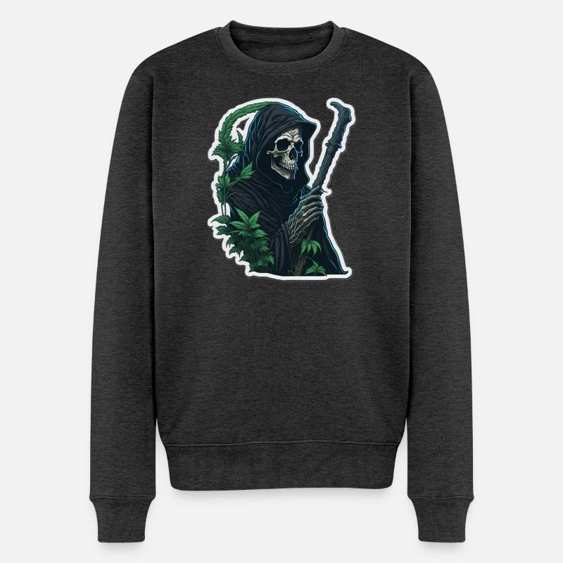 Faucheuse avec de l’herbe - Pull Premium bio Homme - anthracite chiné