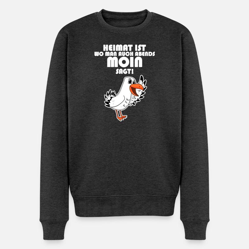 Heimat Moin Begrüßung Möwe - Männer Premium Bio Pullover - Anthrazit meliert