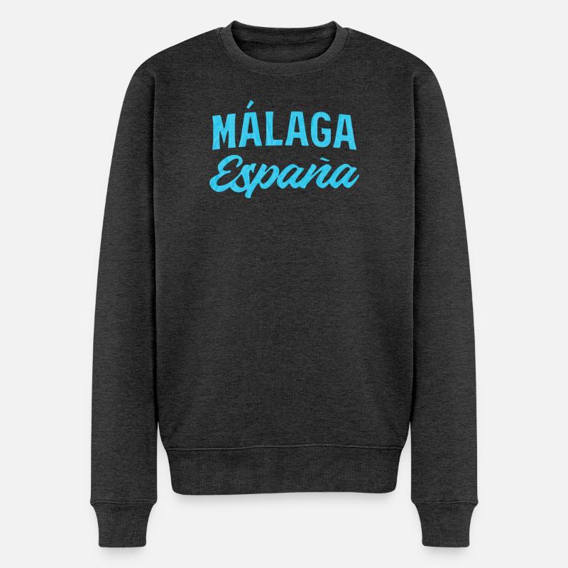 Málaga España Blaues Script-Design - Männer Premium Bio Pullover - Anthrazit meliert