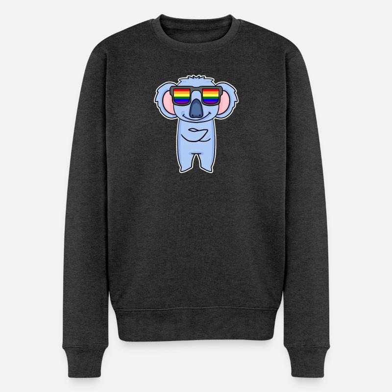 Arc-en-ciel - Koala avec lunettes - Pull Premium bio Homme - anthracite chiné