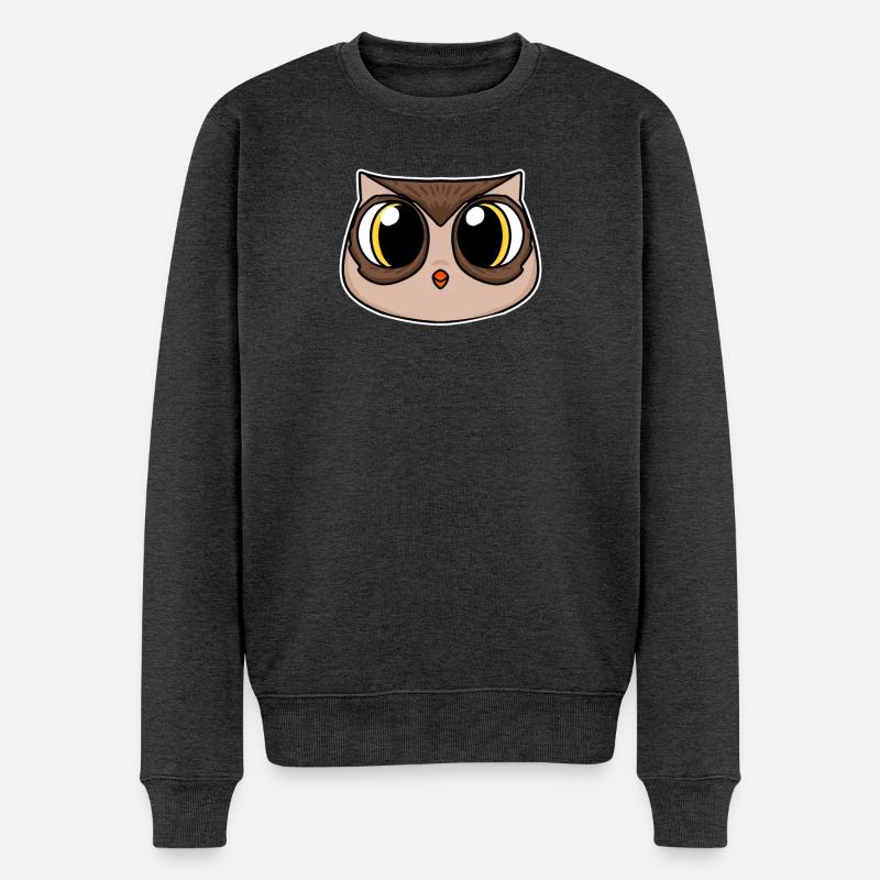 Tête de hibou - Pull Premium bio Homme - anthracite chiné