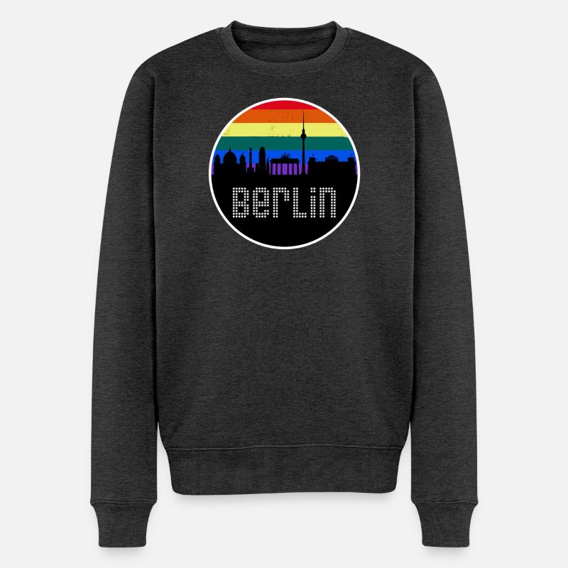 Berlin Skyline Arc-en-ciel - Pull Premium bio Homme - anthracite chiné