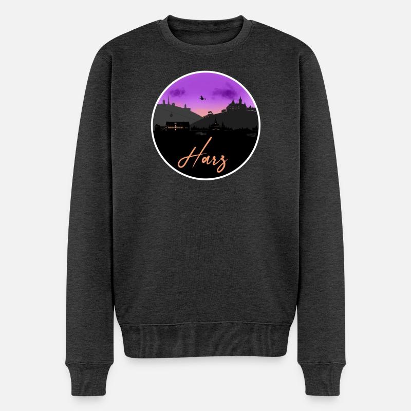 Harz Fine Skyline - Männer Premium Bio Pullover - Anthrazit meliert