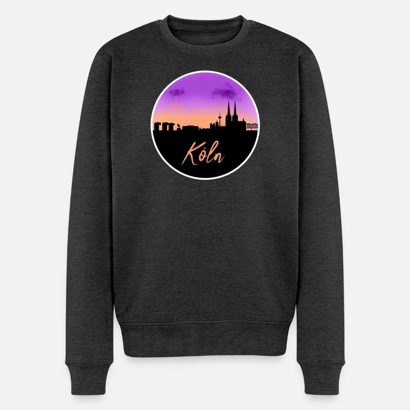 Köln Fine Skyline - Männer Premium Bio Pullover - Anthrazit meliert
