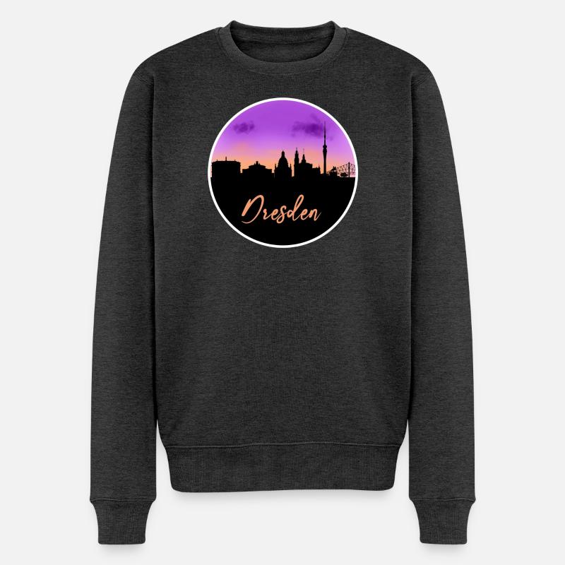 Dresden Fine Skyline - Männer Premium Bio Pullover - Anthrazit meliert