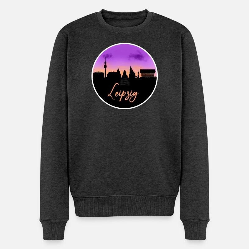 Leipzig Fine Skyline - Pull Premium bio Homme - anthracite chiné