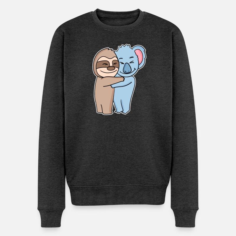 Sloth and koala hugging - hug - Men's Premium Organic Jumper - heather anthracite
