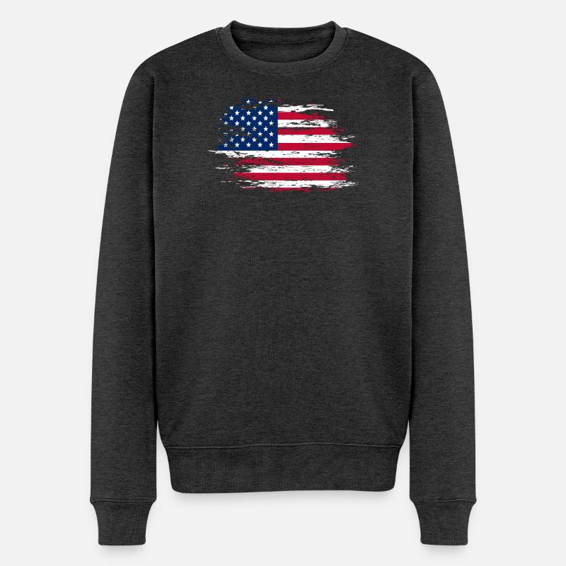 Drapeau des États-Unis utilisé - Pull Premium bio Homme - anthracite chiné