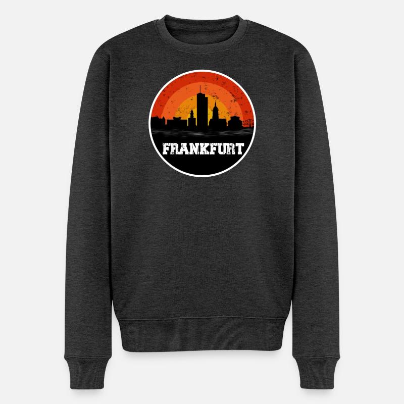 Frankfurt Skyline - Männer Premium Bio Pullover - Anthrazit meliert