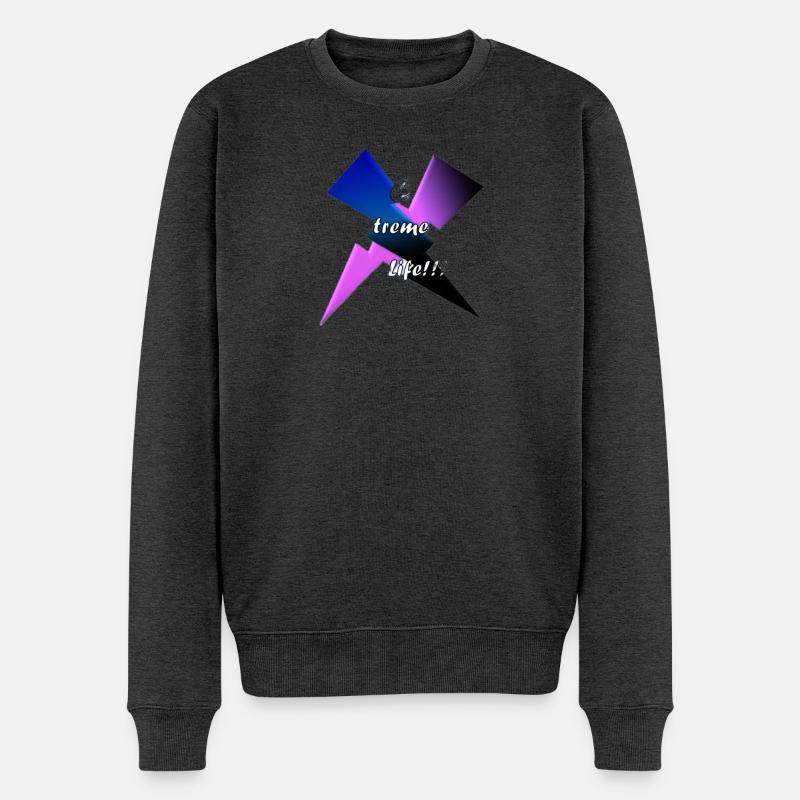 EXTREMES LEBEN - Männer Premium Bio Pullover - Anthrazit meliert