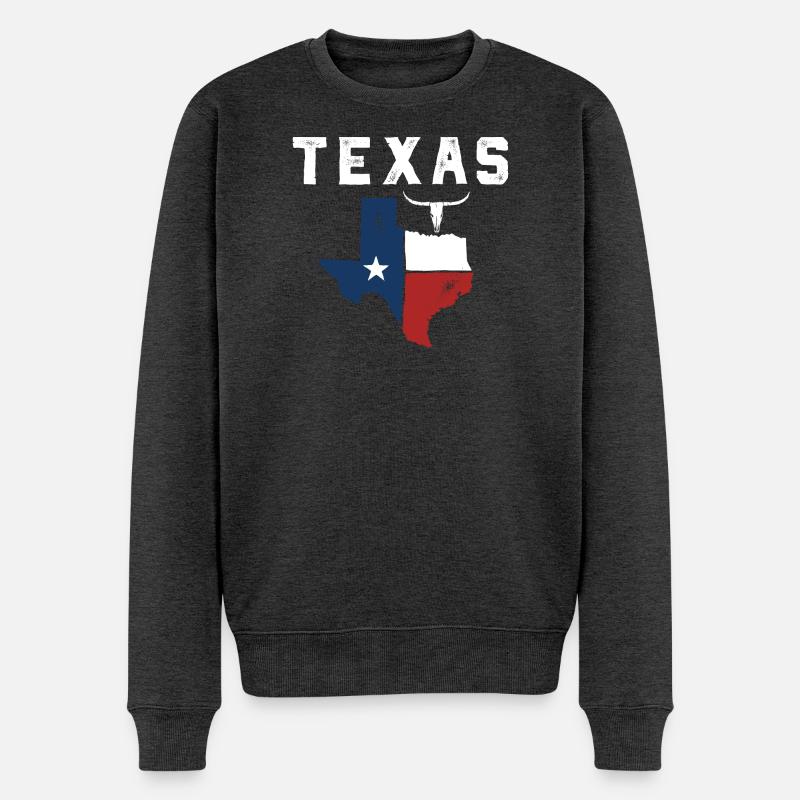 Lone Star State Flagge Emblem - Männer Premium Bio Pullover - Anthrazit meliert