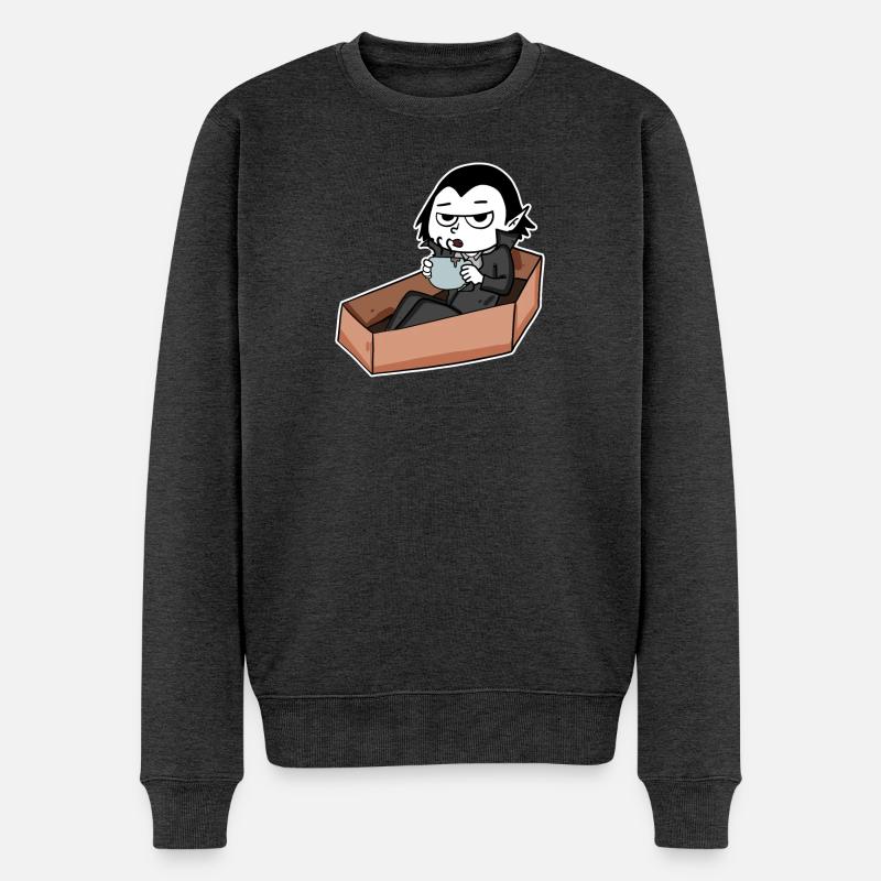 Vampire boit du café - Pull Premium bio Homme - anthracite chiné