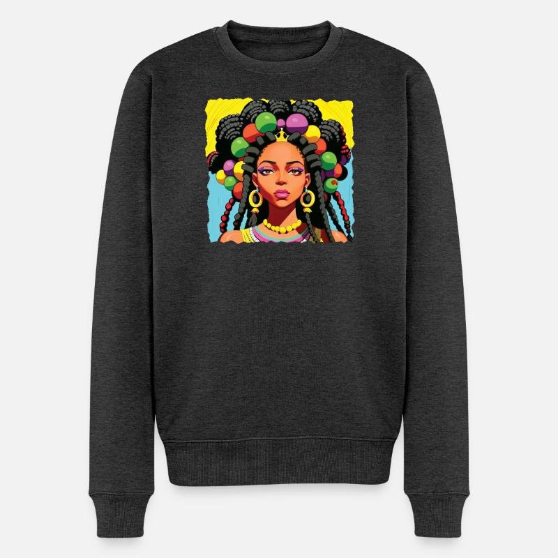 Femme noire avec des dreadlocks - Pull Premium bio Homme - anthracite chiné