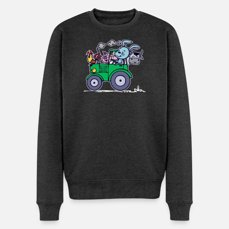 Landmaschinen Statement Ackerbau Bauernhof Traktor - Männer Premium Bio Pullover - Anthrazit meliert