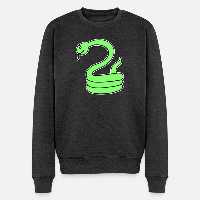 Schlange - Grüne Schlange - Männer Premium Bio Pullover - Anthrazit meliert