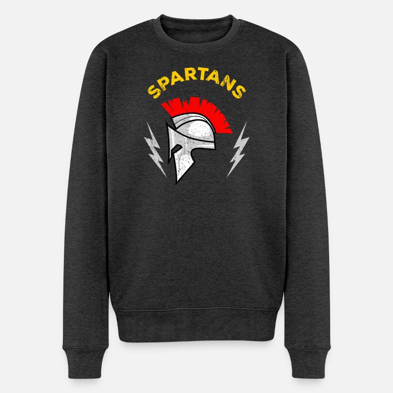 Spartan Mohawk Helm - Männer Premium Bio Pullover - Anthrazit meliert
