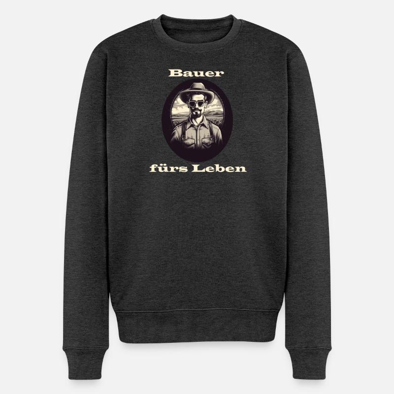 Bauer fürs Leben weiß - Männer Premium Bio Pullover - Anthrazit meliert
