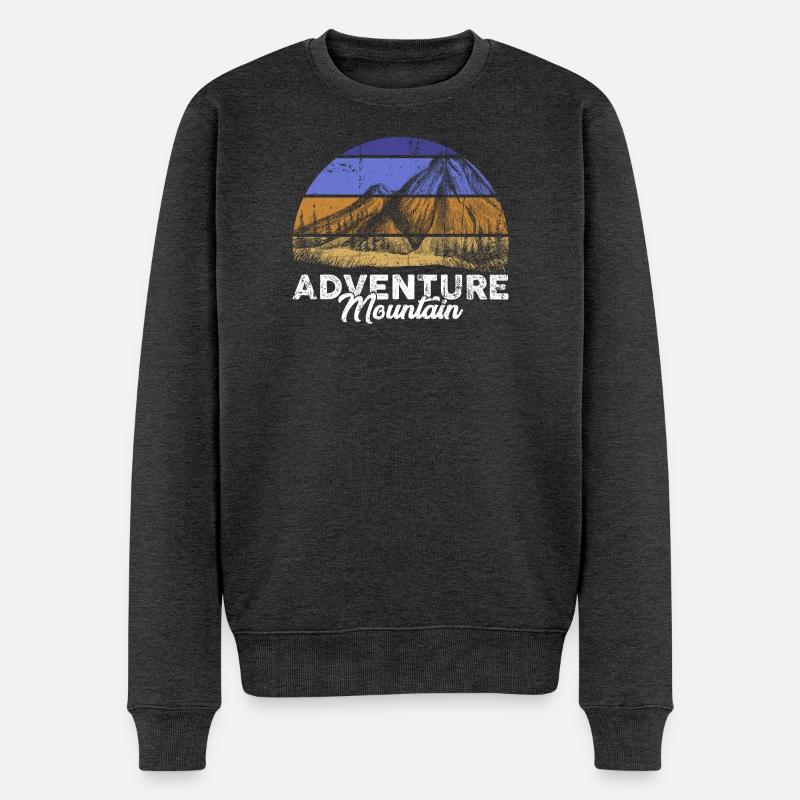 Adventure Mountain Sonnenuntergang - Männer Premium Bio Pullover - Anthrazit meliert
