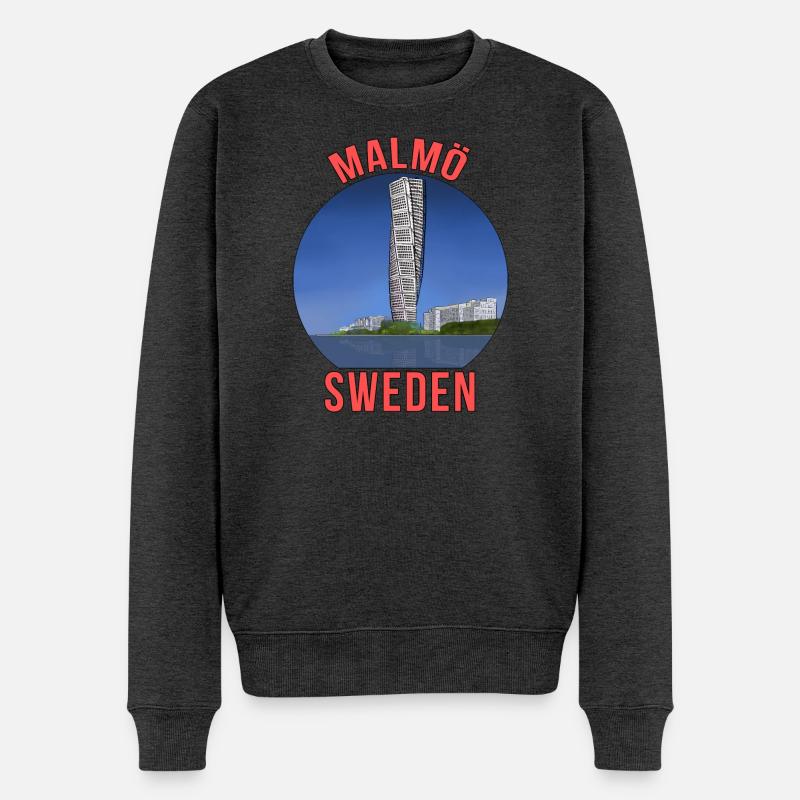 Malmö, Schweden - Männer Premium Bio Pullover - Anthrazit meliert