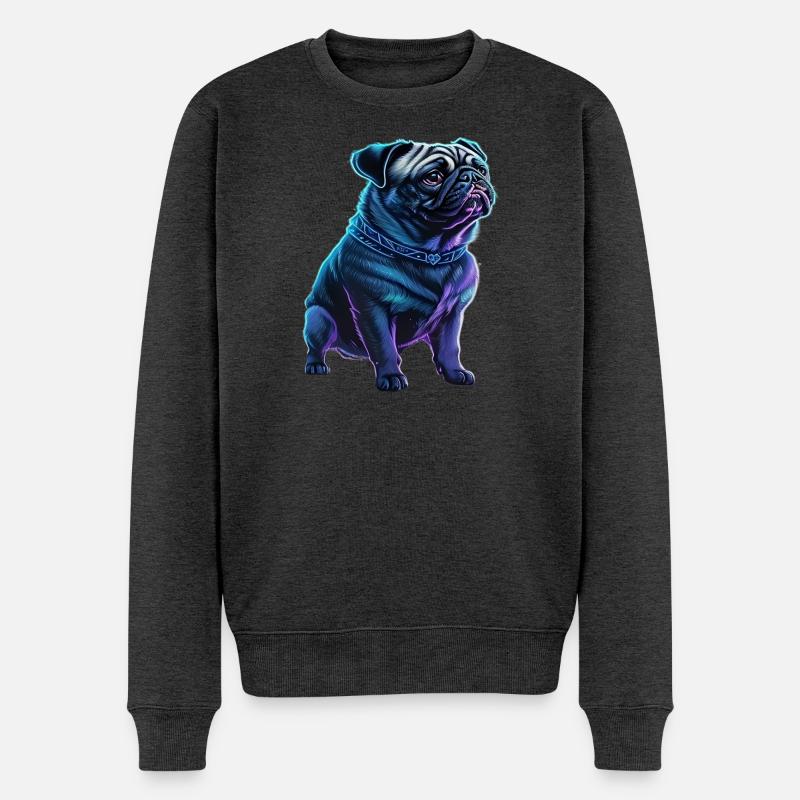 Futuristischer Neon-Mops - Männer Premium Bio Pullover - Anthrazit meliert