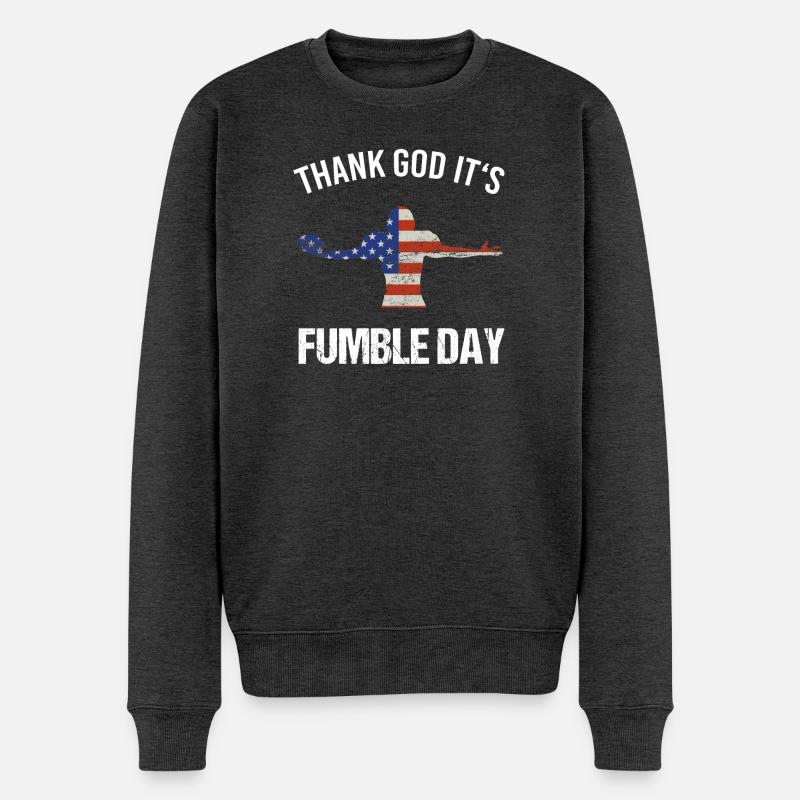 Thank God it's Fumble Day - Männer Premium Bio Pullover - Anthrazit meliert