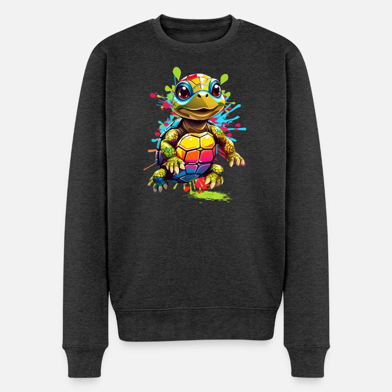 Schildkröte - Männer Premium Bio Pullover - Anthrazit meliert