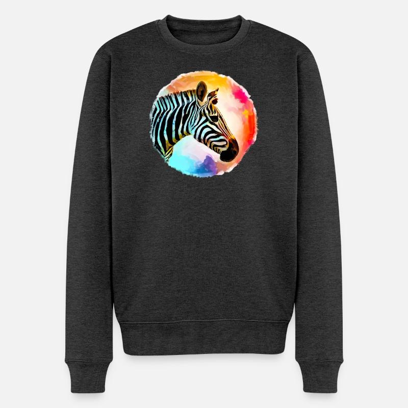 Zebra - Männer Premium Bio Pullover - Anthrazit meliert