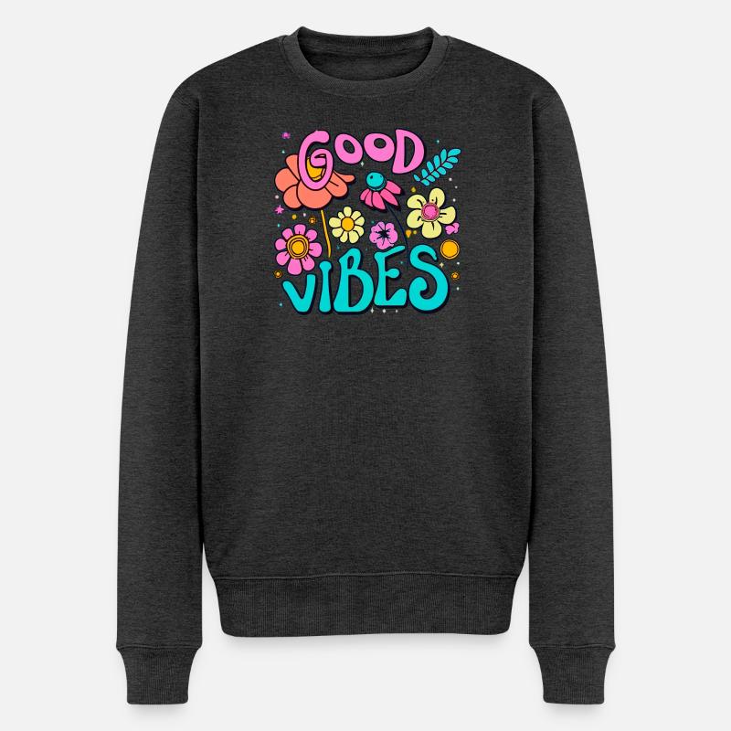 Vibes - Männer Premium Bio Pullover - Anthrazit meliert