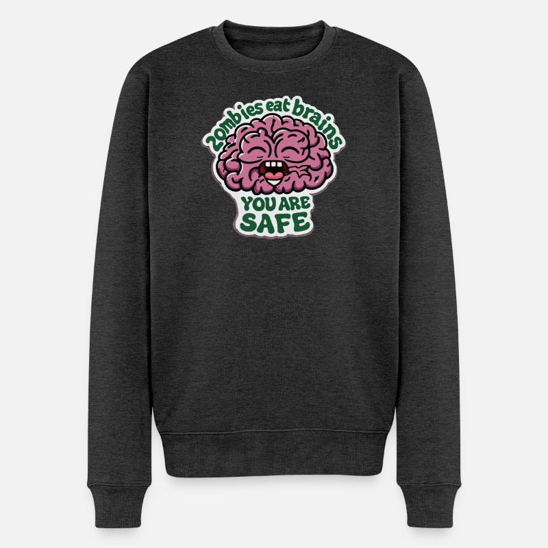 Zombies eat brains - Männer Premium Bio Pullover - Anthrazit meliert