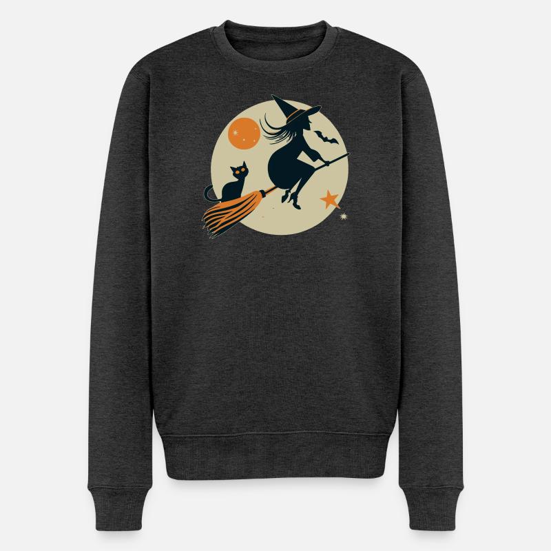 Hexe - Männer Premium Bio Pullover - Anthrazit meliert