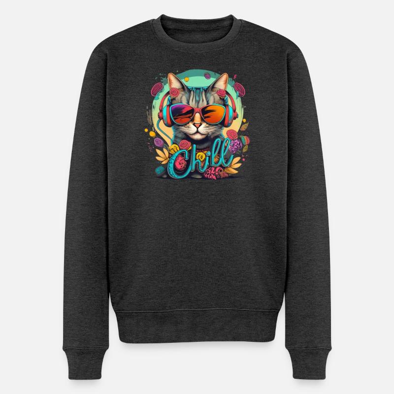 Chat réfrigéré - Pull Premium bio Homme - anthracite chiné