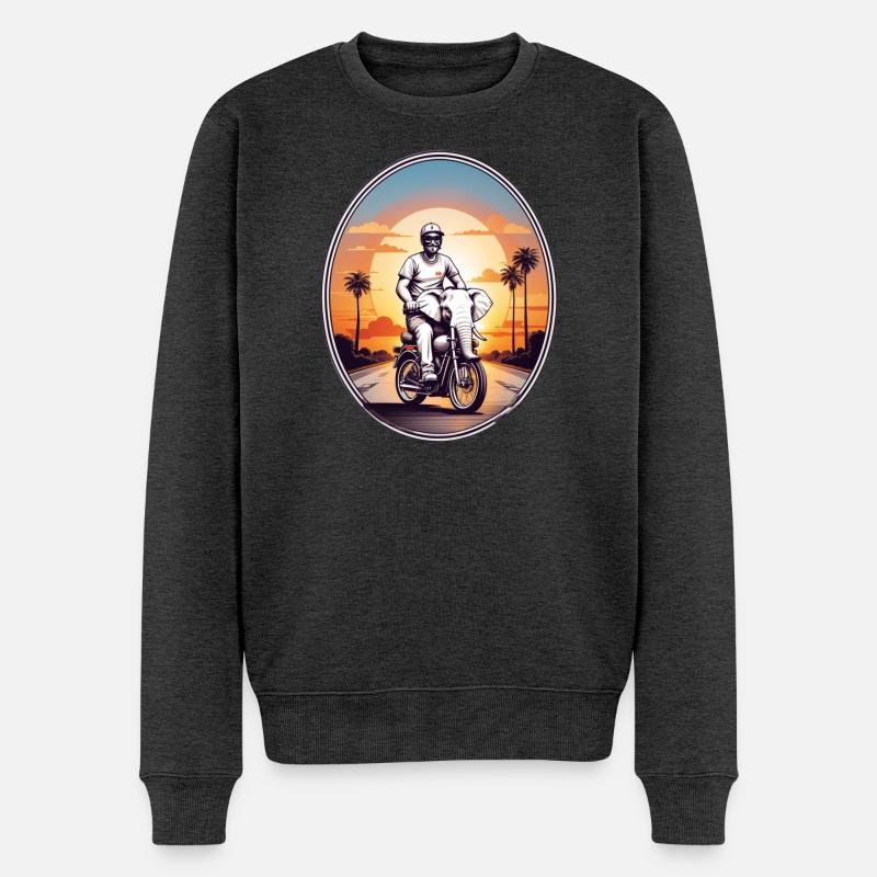 Elefanten Motorrad - Männer Premium Bio Pullover - Anthrazit meliert