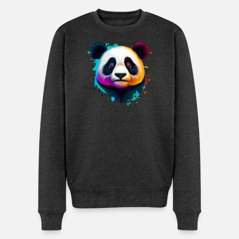 Panda - Männer Premium Bio Pullover - Anthrazit meliert