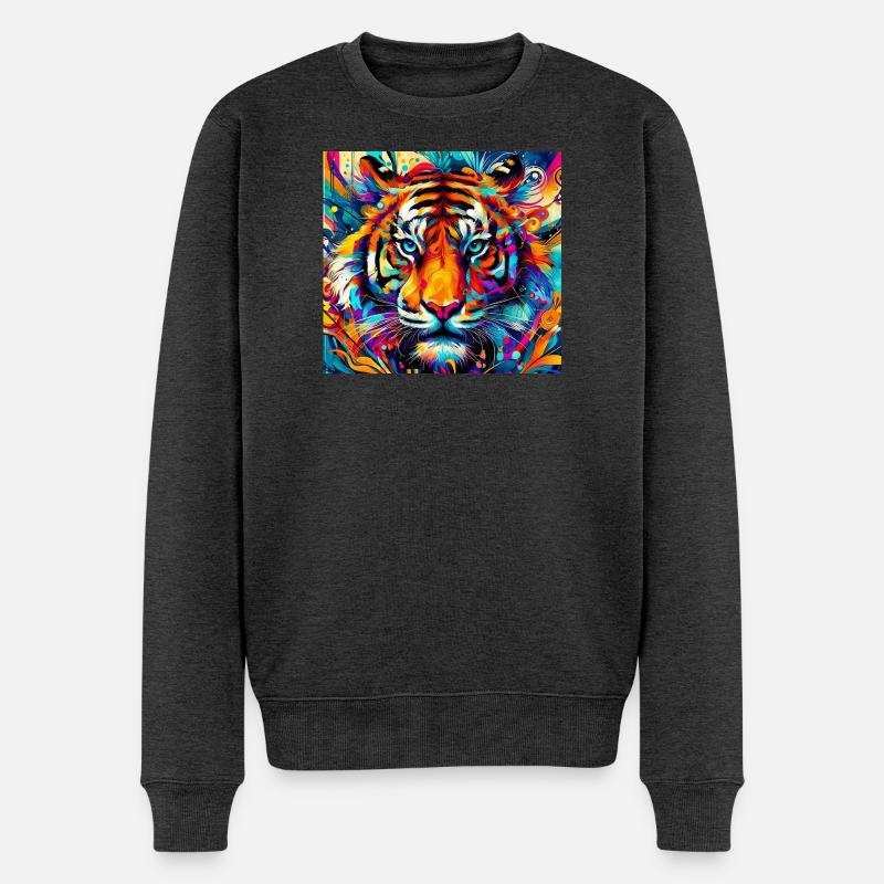 Tiger - Männer Premium Bio Pullover - Anthrazit meliert
