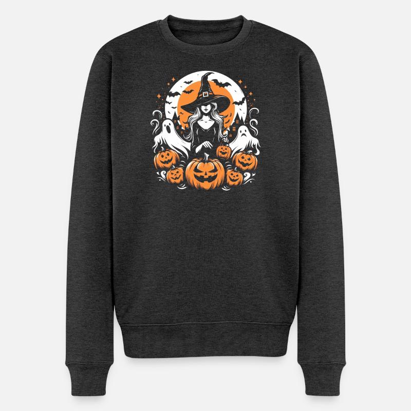 Sorcière Hallooween - Pull Premium bio Homme - anthracite chiné
