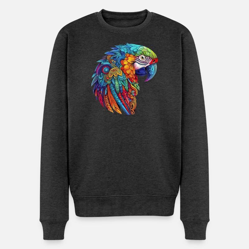 Papageien-Ara - Männer Premium Bio Pullover - Anthrazit meliert
