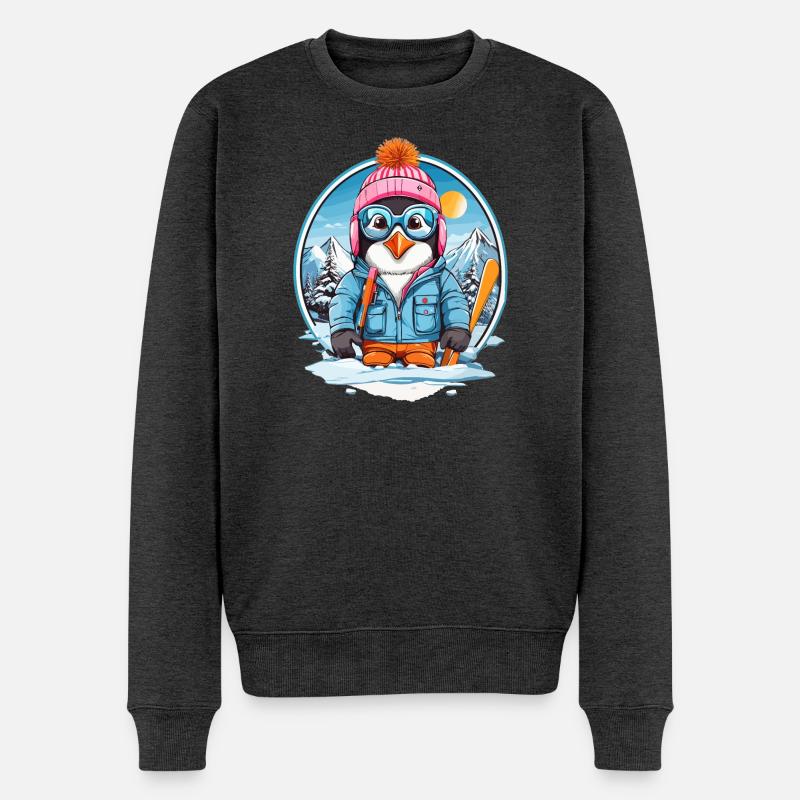 Süßer Pinguin - Männer Premium Bio Pullover - Anthrazit meliert