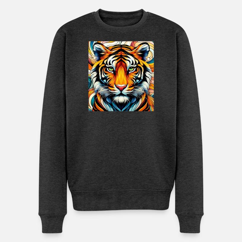 Tiger - Männer Premium Bio Pullover - Anthrazit meliert