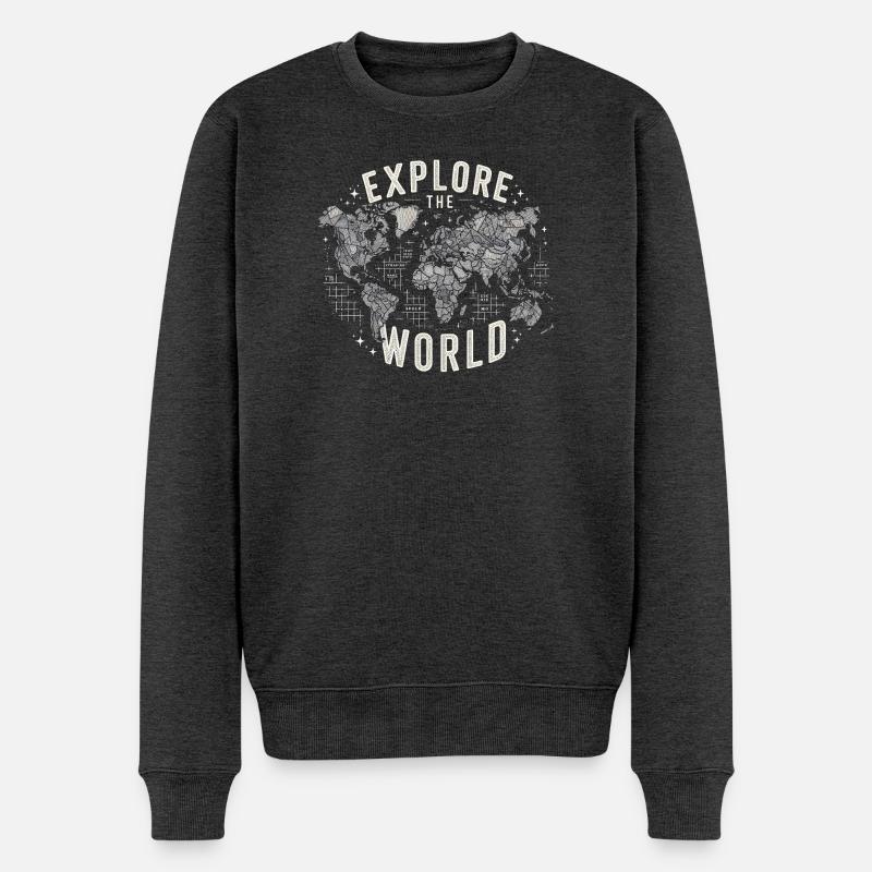 Explore the World - Männer Premium Bio Pullover - Anthrazit meliert