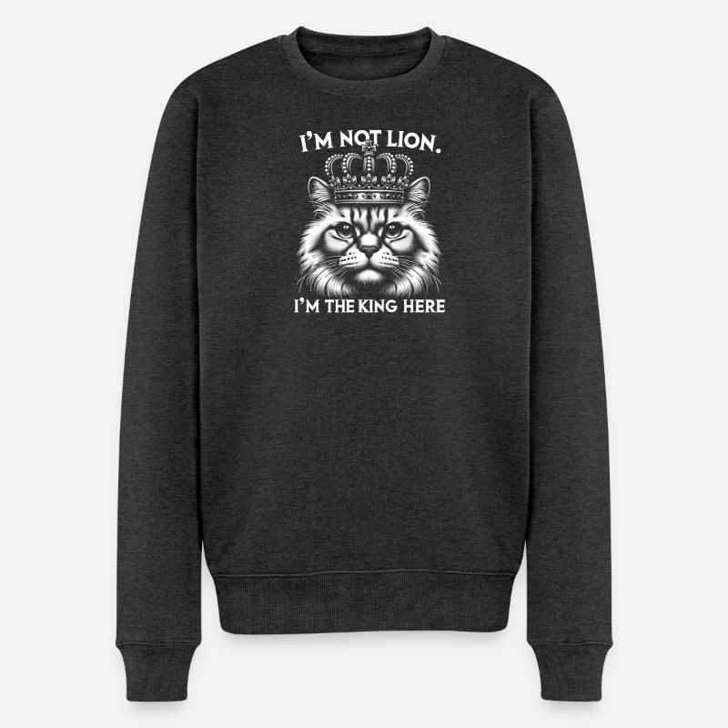 Cat King - Männer Premium Bio Pullover - Anthrazit meliert