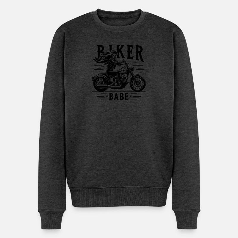 Biker Babe - Männer Premium Bio Pullover - Anthrazit meliert