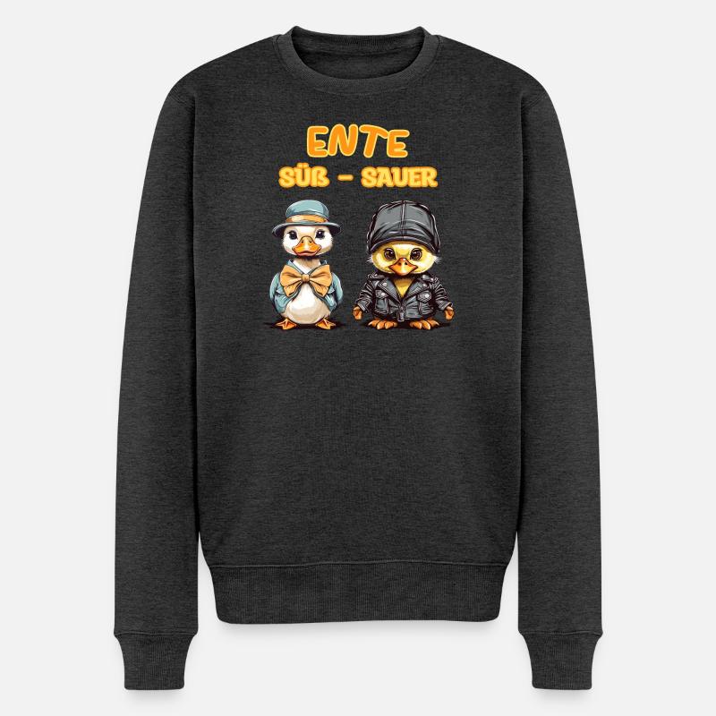 Ente Süß - Sauer - Männer Premium Bio Pullover - Anthrazit meliert
