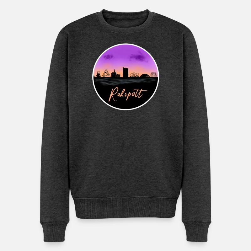 Ruhrpott Fineline Skyline - Männer Premium Bio Pullover - Anthrazit meliert